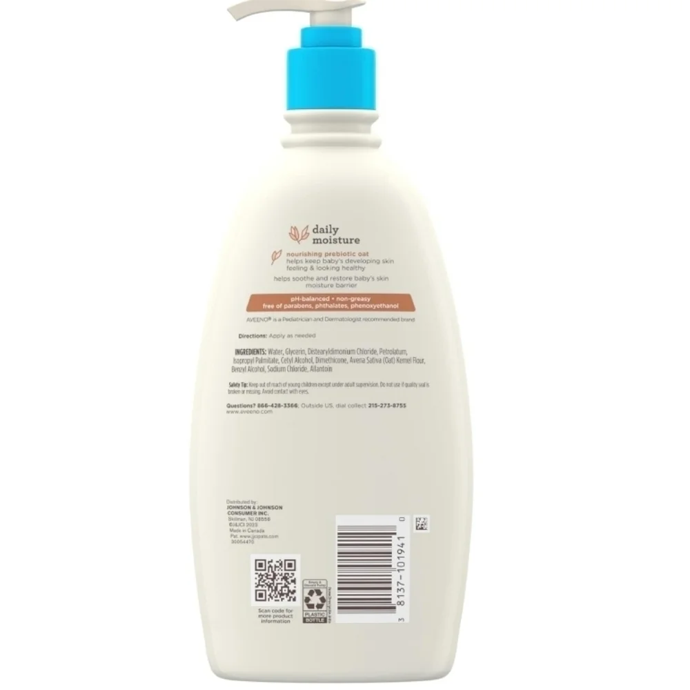 Aveeno Baby Daily Moisture Body Lotion for Sensitive Skin Hypoallergenic 18 Fl